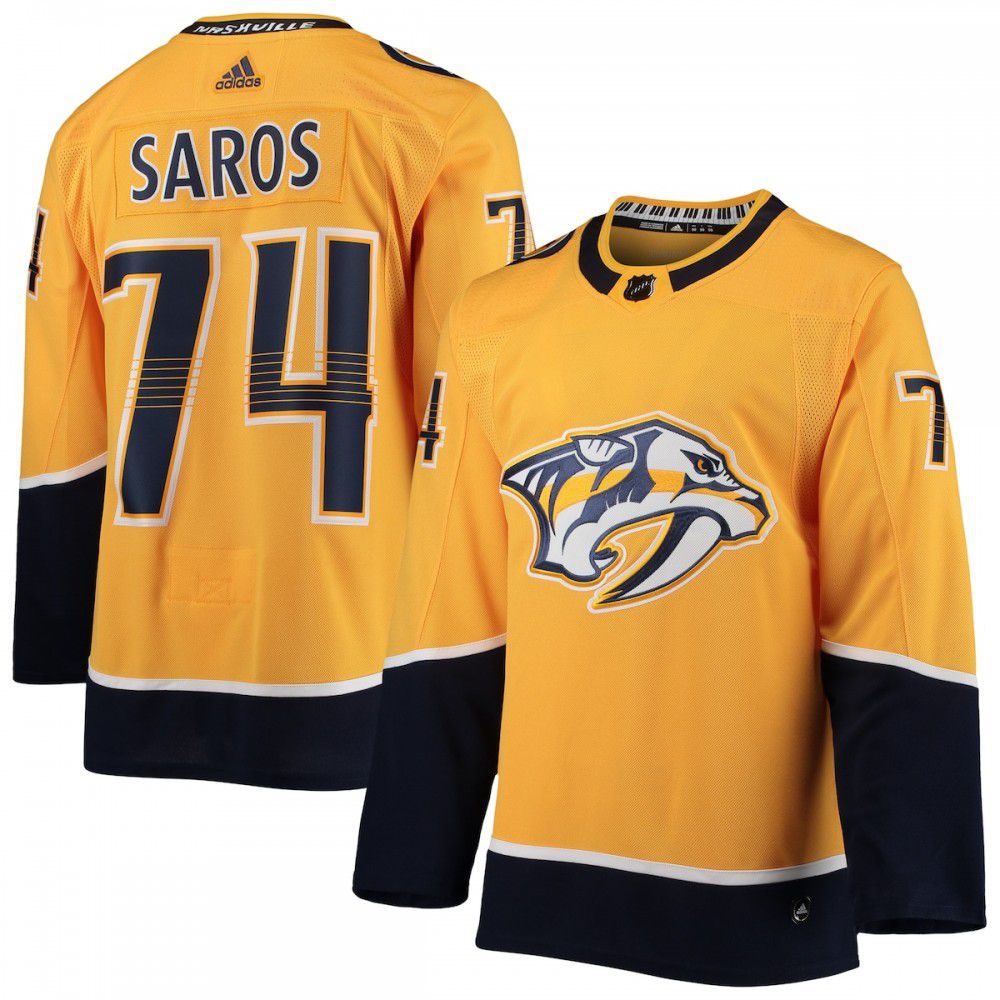 Juuse Saros Nashville Predators adidas Home Authentic Player Jersey - Gold-Pro Kit Vault | Brand New 26/27 Sports Jerseys